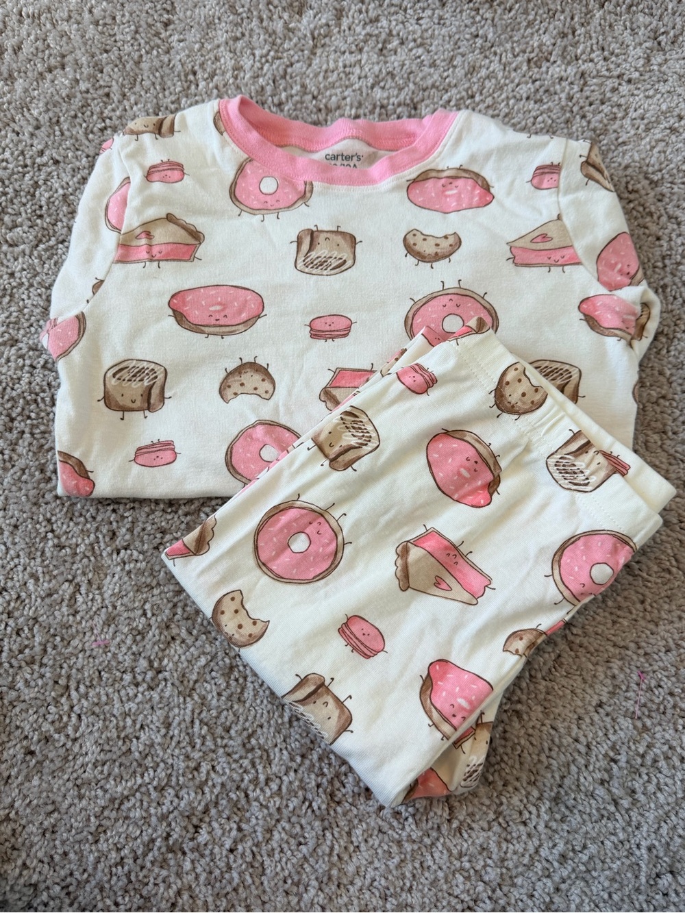 Carter's Cream Pajama Set with Pink Donut & Pastry Print
